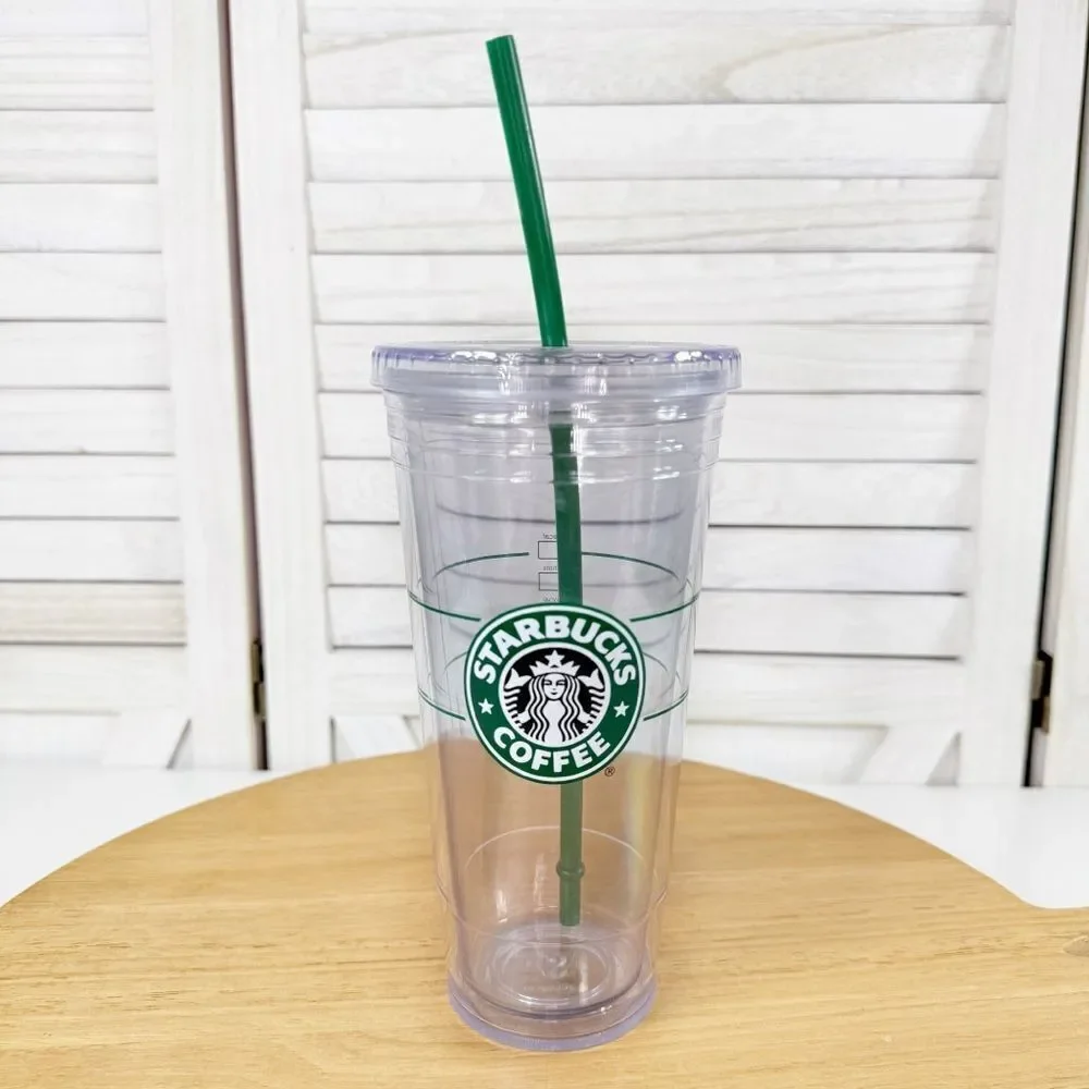 Starbucks Clear Reusable Cold Cup Tumbler Green Logo Acrylic 20oz Venti